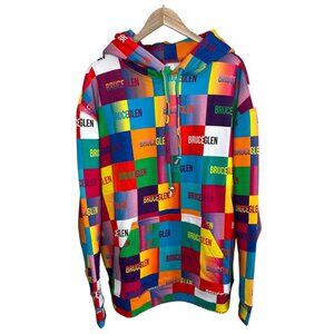BruceGlen Happy Colorful Multicolor Logo Hoodie 2X Unisex